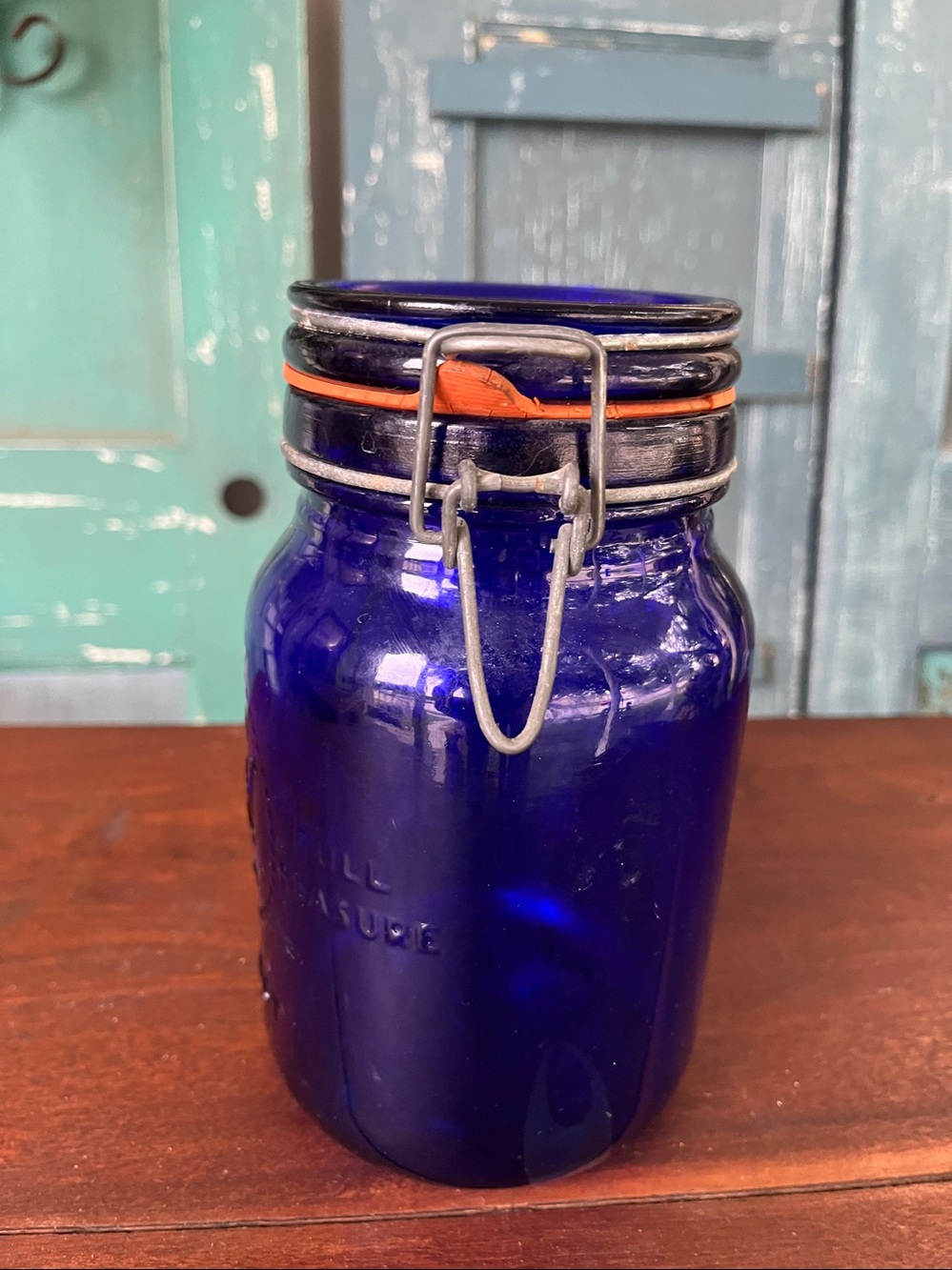 Vintage cobalt blue glass storage jar. Crownford China Co. product - Picture 4 of 8